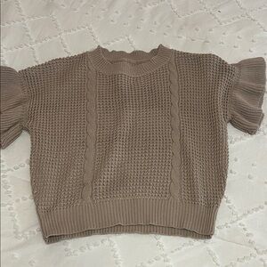 Cowgirl NFR ready Brown Knit Short Sleeve Sweater